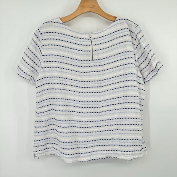 Talbots Women's Striped Short Sleeve Top Pocket size 1X Blue embroidered plus - Picture 8 of 8